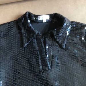 Parallel Black Sequin Top